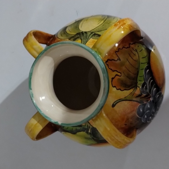 Majolica Santa Rosa 4 handle vase  guanajuato vase fruit Mexico art pottery - Picture 8 of 11